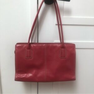 Nordstrom medium pink leather shoulder bag multi pocket paisley inside 9x14